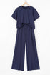Raw Hem Loose Tee and Wide Leg Pants Set